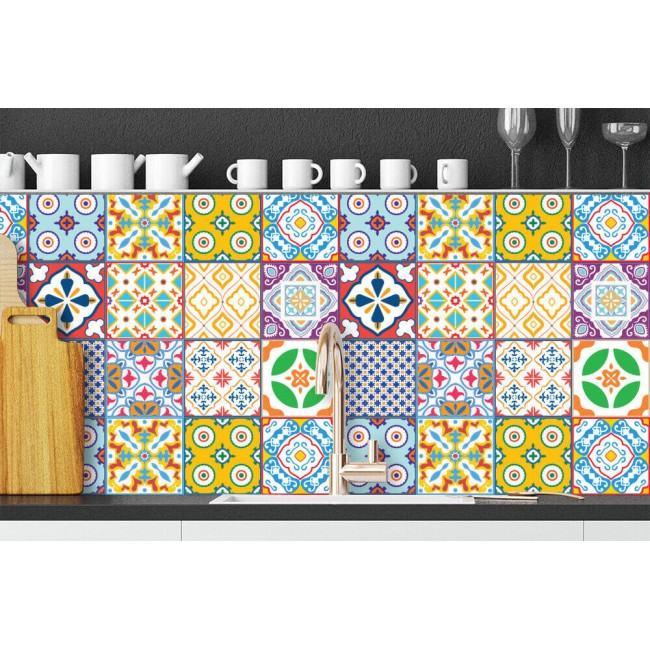 Csempe matrica - Classic Mediterranean Colourful Mixed SET 2 - 24 drb - 15x15 cm