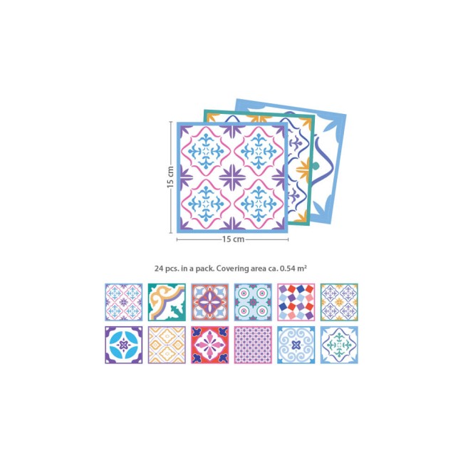 Csempe matrica - Classic Moroccan Colourful Mixed SET 1 - 24 drb - 15x15 cm