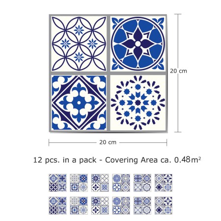 Csempe matrica - Spanish and Moroccan Blue - 12 drb - 20x20 cm