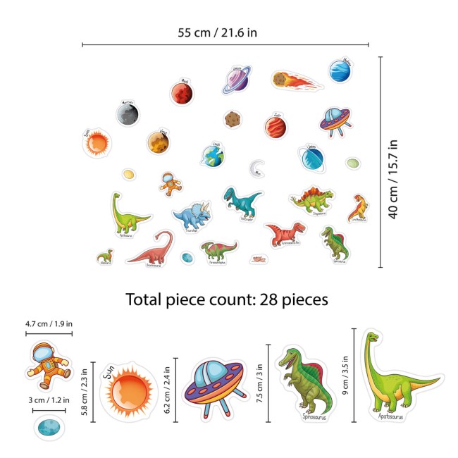 Dinoszauruszok és Naprendszer - Zselé matrica