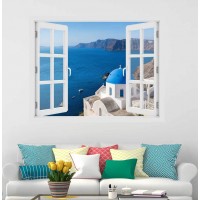 Santorini, Oia - 3D hatású ablakos matrica