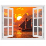 Hajózás a naplementében - 3D hatású ablakos matrica