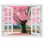 Rózsaszín fa - 3D hatású ablakos matrica