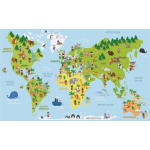 Színes világtérkép gyerekszobába - Nyomtatott matrica