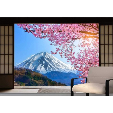 Vinil fotótapéta 3D hatással Shoji ajtó - Fuji hegység - 360x240