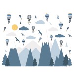 Hőlégballonok a hegyek felett - Falmatrica
