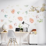 Fehér magnólia és rózsaszín akvarell virágok - Matrica csomag