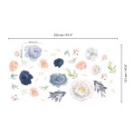 Rózsaszín és kék akvarell virágok - Falmatrica