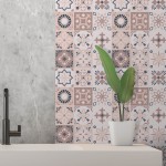 Csempe matrica - Menara Pink and Grey Cement Moroccan - 24 drb - 15x15 cm 
